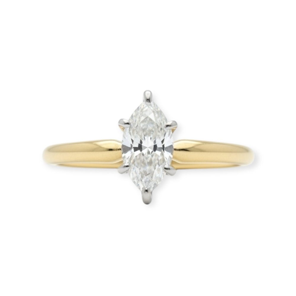 Vintage: .5 CT Marquise Diamond Solitaire Engagement Ring 𖦹 14K Gold 𖦹 Size 5 - Picture 15 of 16